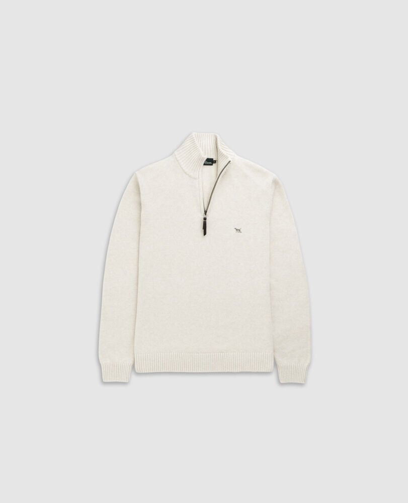 Merrick Bay 1/4 Zip Sweater, OAT, Detail 2