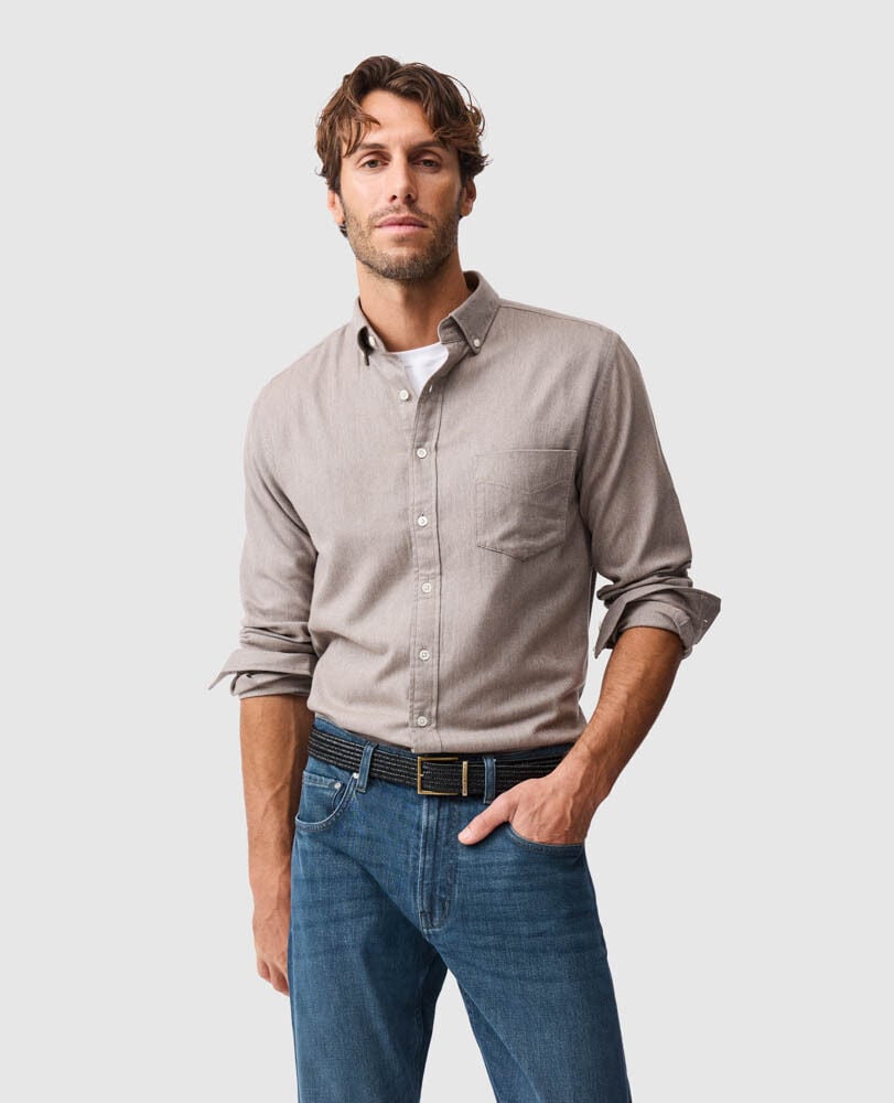 Chemise slim Barrhill, TAUPE, Front