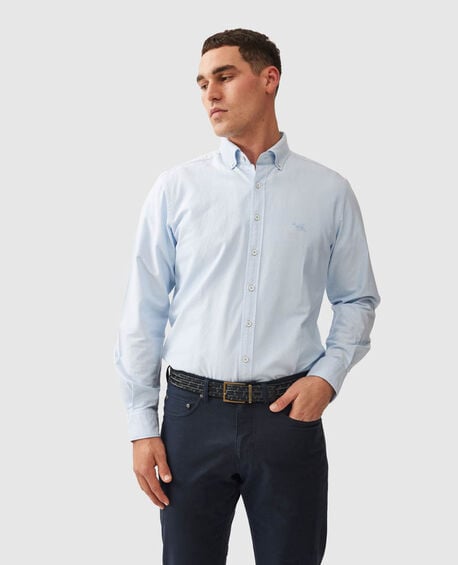 Gunn Oxford Sports Fit Shirt, CORNFLOWER