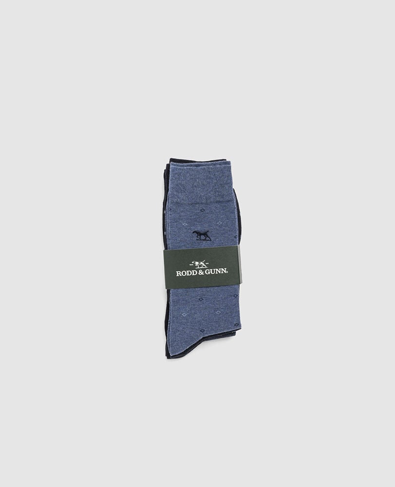 Seacliff Multi Sock 3 Pack, BLUE MULTI, Off Front