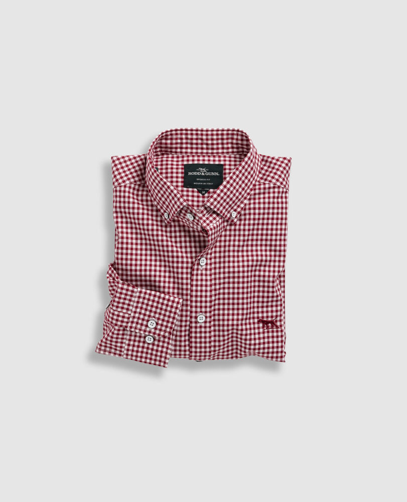 Check Oxfordhemd Gunn mit sportlicher Passform, CLARET, Flat Lay