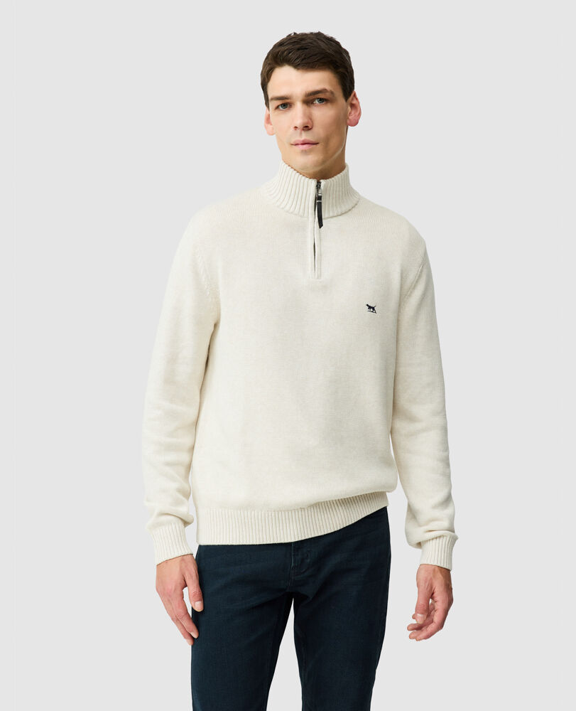 Merrick Bay 1/4 Zip Sweater, OAT, Front