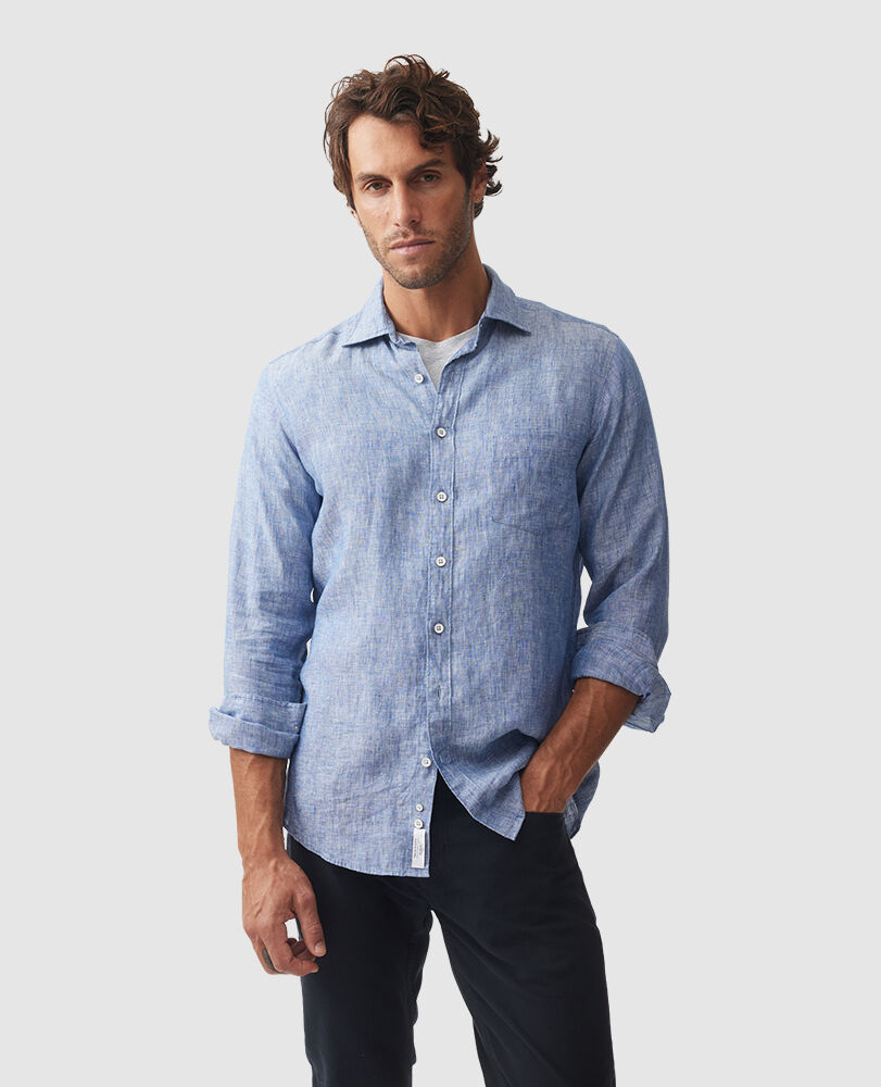 Chemise slim Seaford, DENIM, Front
