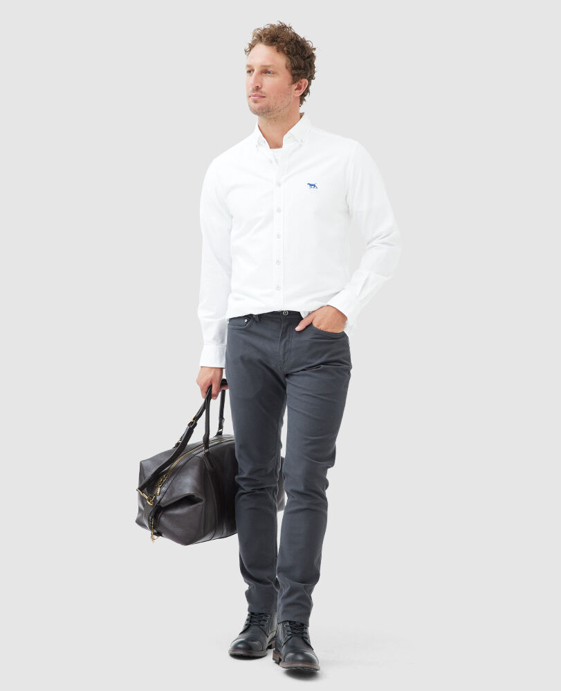 Oxfordhemd Gunn mit sportlicher Passform, SCHNEE, Off Front