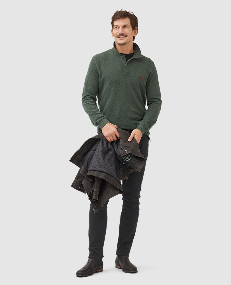 Long Sleeve Sports Fit Gunn Polo, MOSS, Off Front