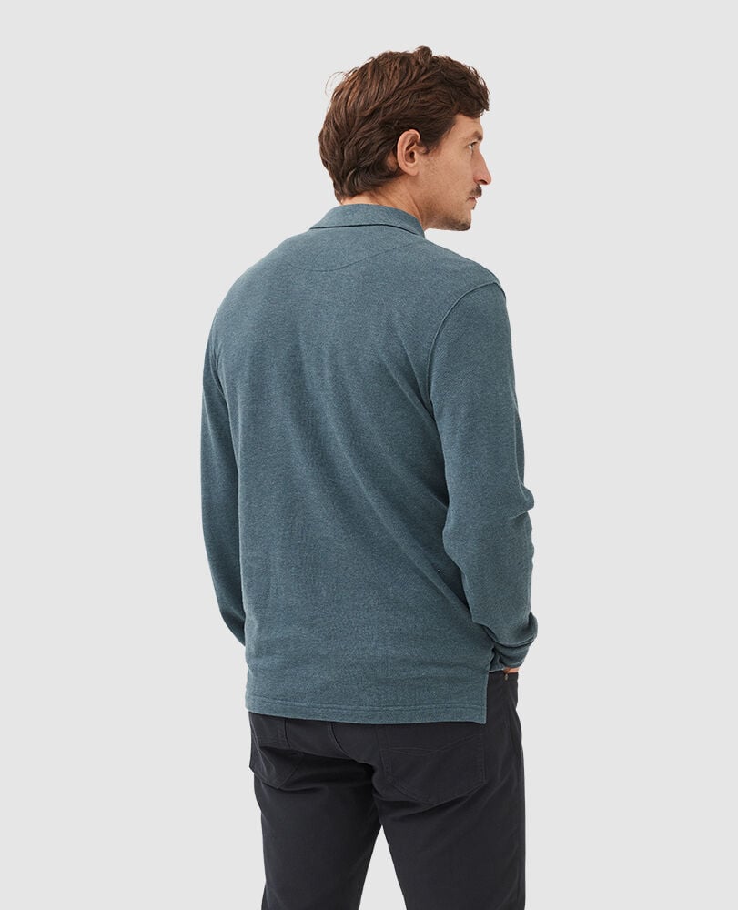 Long Sleeve Sports Fit Gunn Polo, DARK TEAL, Back