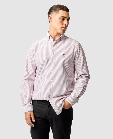 Gunn Oxford Stripe 4 Of Shirt, POPPY