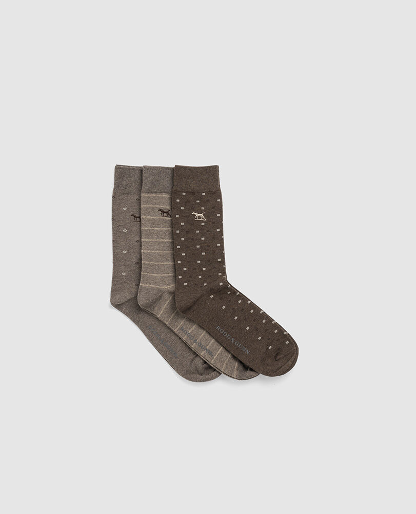 Seacliff Multi Sock 3 Pack, EARTH MULTI, Back