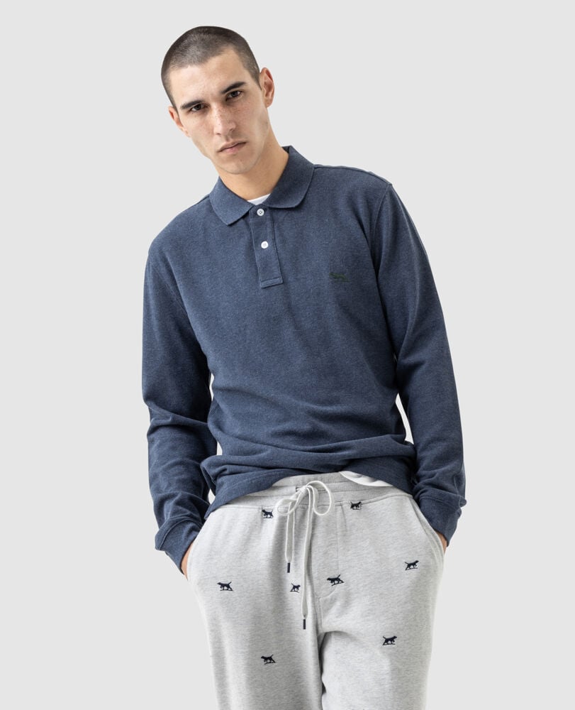Long Sleeve Sports Fit Gunn Polo, DEEP OCEAN, Front