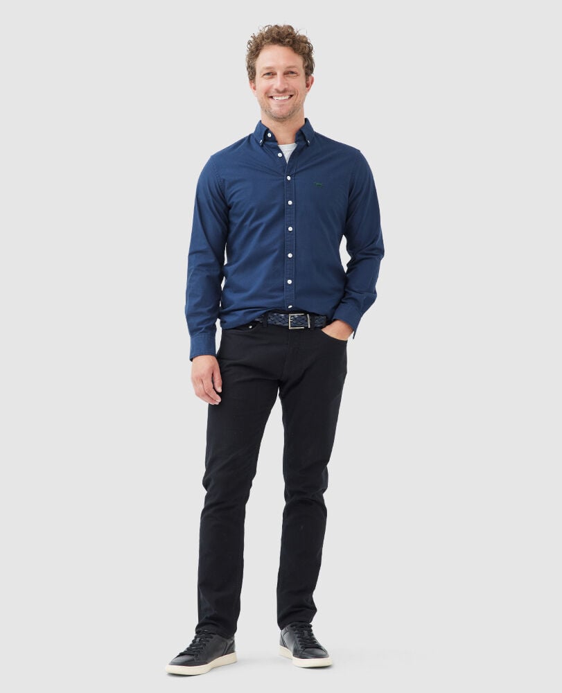 Gunn Oxford Sports Fit Shirt, NAVY, Off Front