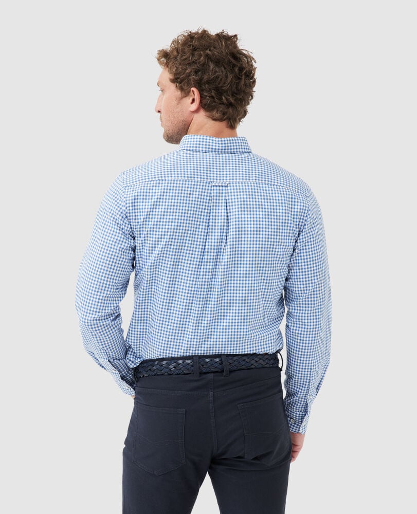 Gunn Check Oxford Sports Fit Shirt, SEA BLUE, Back