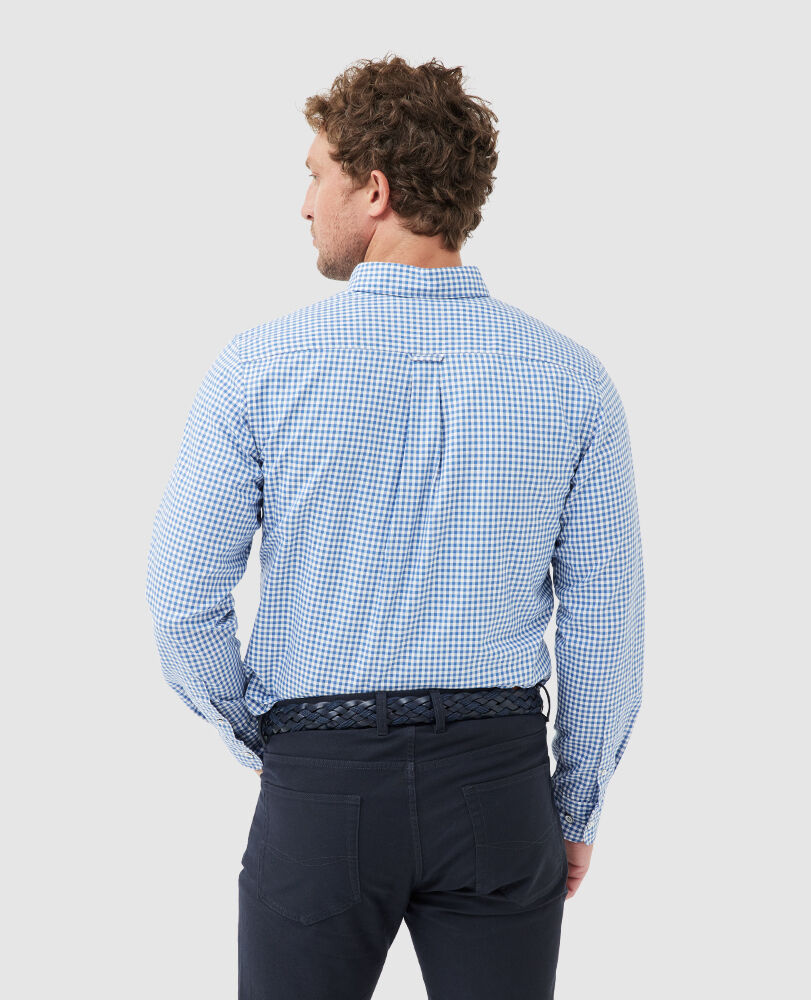 Gunn Check Oxford Sports Fit Shirt, SEA BLUE, Back
