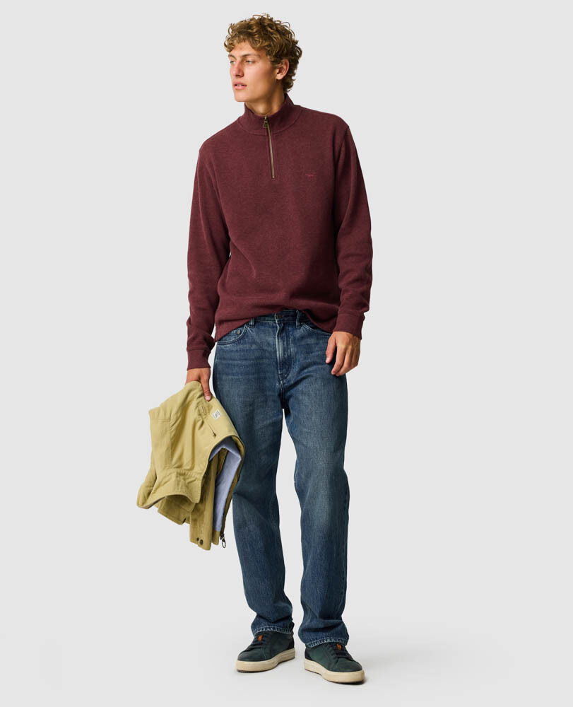 Sweatshirt col 1/4 zip alton ave, ROUILLE, Off Front