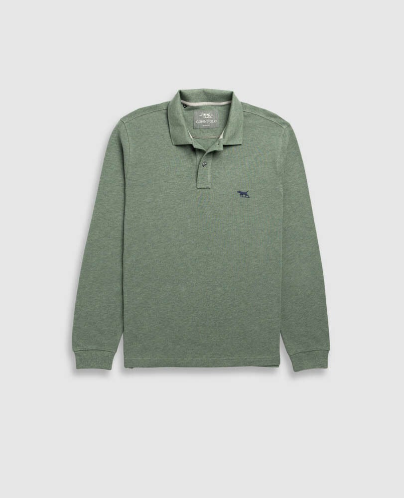 Long Sleeve Sports Fit Gunn Polo, FERN, Front