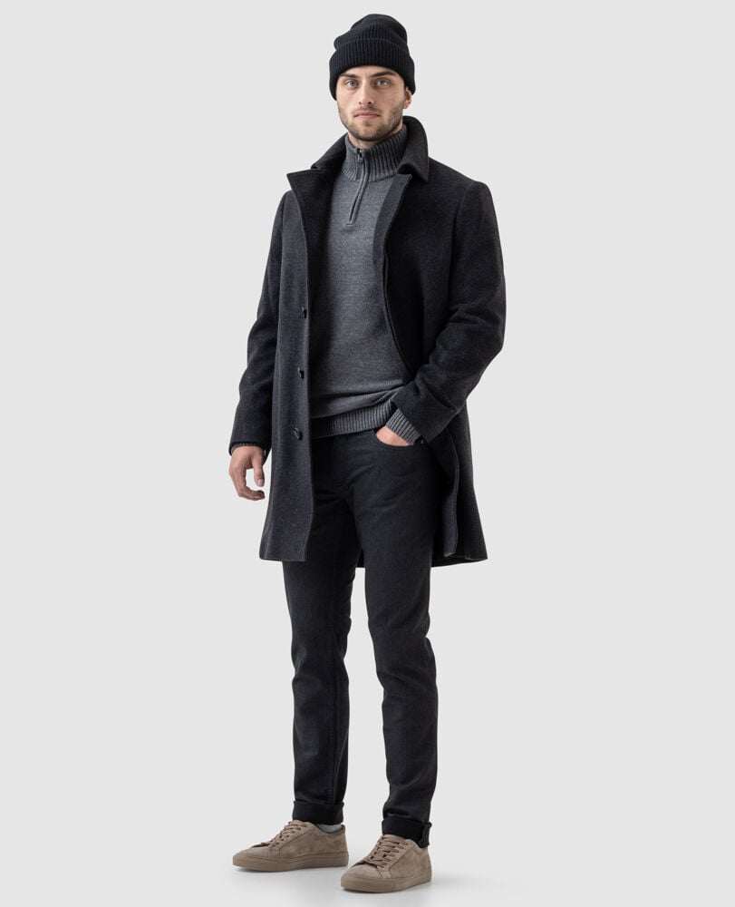 Merrick Bay 1/4 Zip Sweater, GRANITE, Off Front