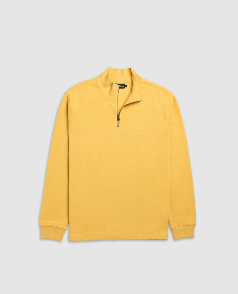 Alton Ave 1/4 Zip Sweat, MUSTARD, Flat Lay