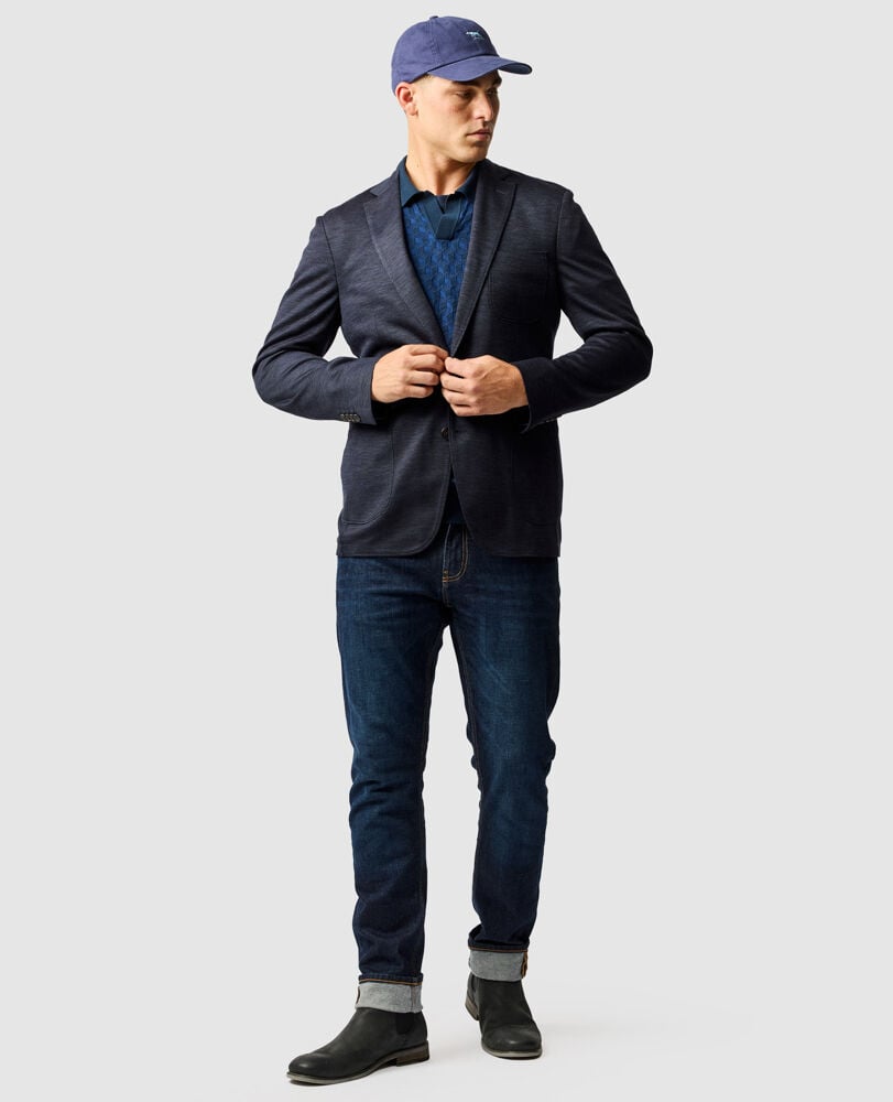 Moorefield Sports Fit Jacket, INDIGO, Off Front