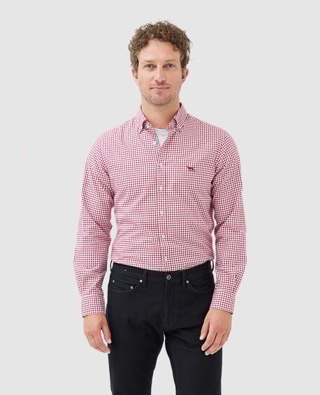 Gunn Check Oxford Sports Fit Shirt, CLARET