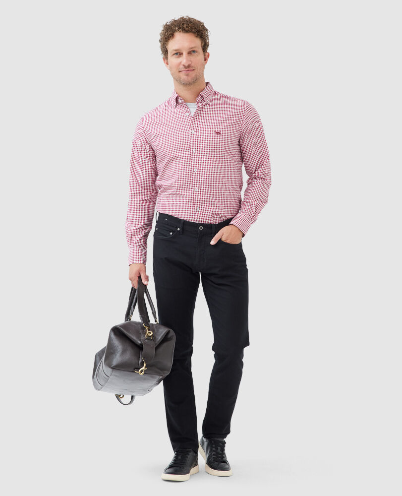Check Oxfordhemd Gunn mit sportlicher Passform, CLARET, Off Front
