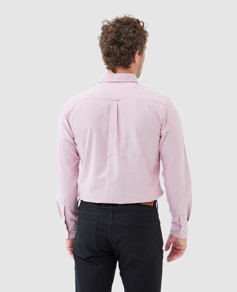 Gunn Oxford Sports Fit Shirt, MERLOT, Back