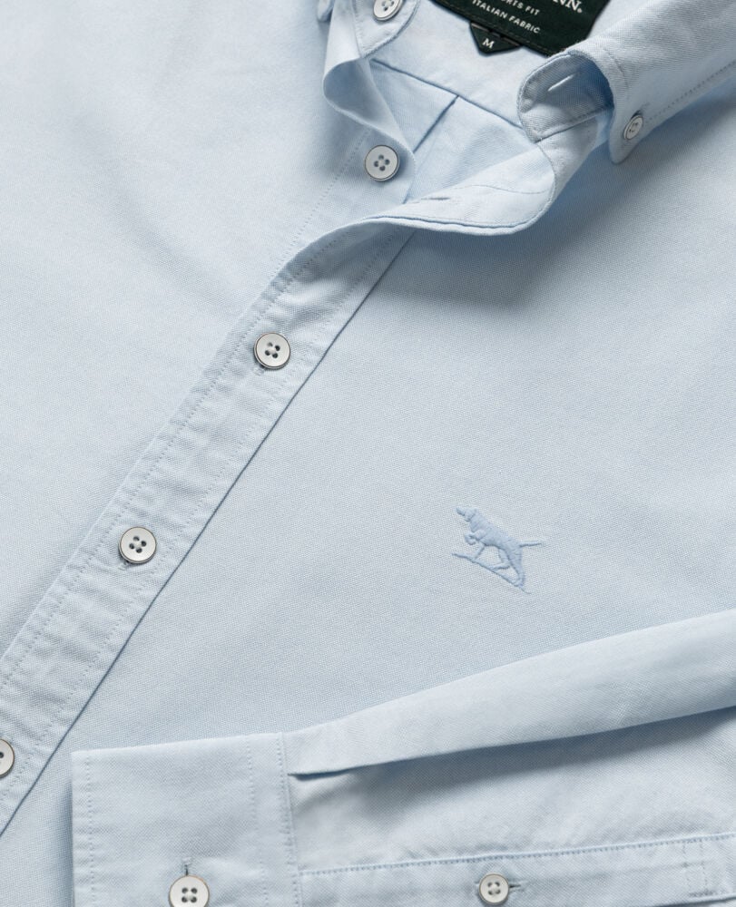 Oxfordhemd Gunn mit sportlicher Passform, PUDERBLAU, Detail 2