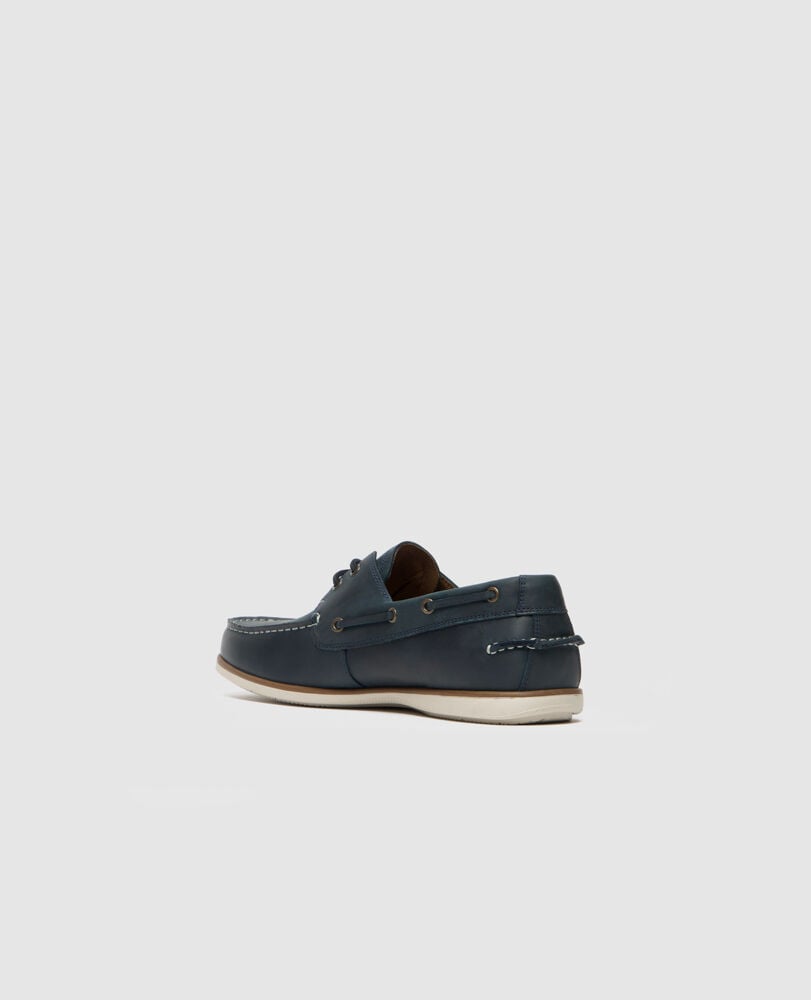 Boardwalk Boat Shoe, NAVY, Flat Lay