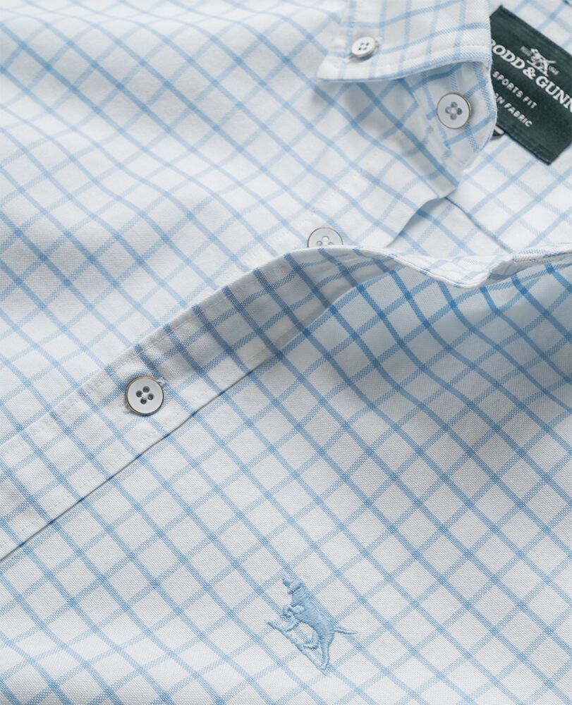 Gunn Check Oxford 3 Sports Fit Shirt, CORNFLOWER, Detail 2