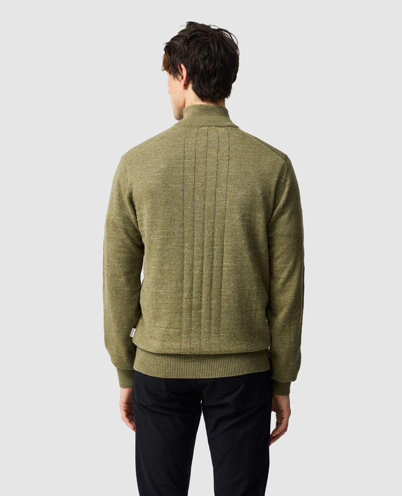 Fortrose 1/4 Zip Knit, OLIVE, Back