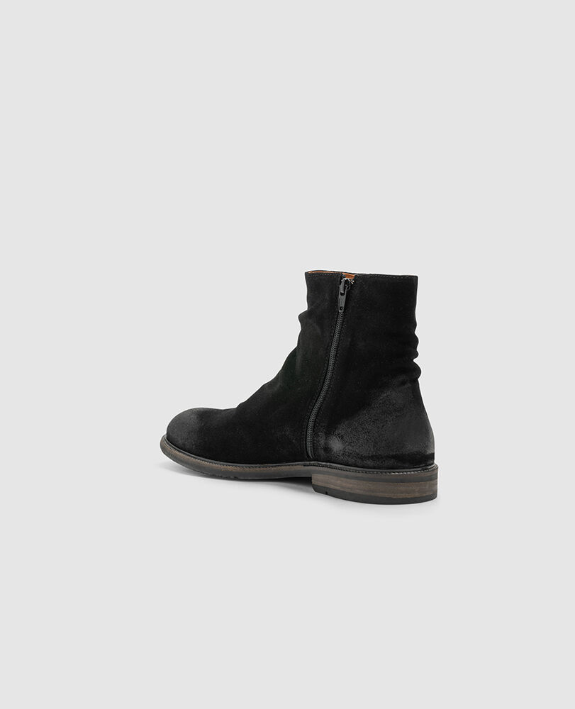 Port Wells Zip Boot, BLACK SUEDE, Flat Lay