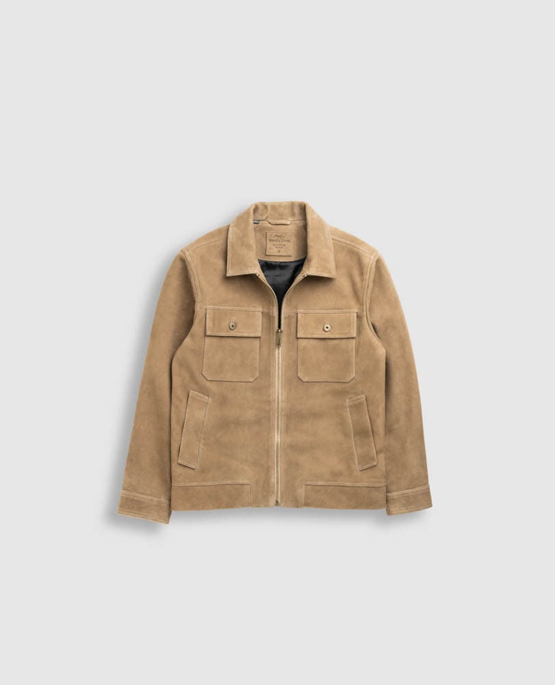 Waitomo Caves Leather Jacket, TAUPE, Flat Lay