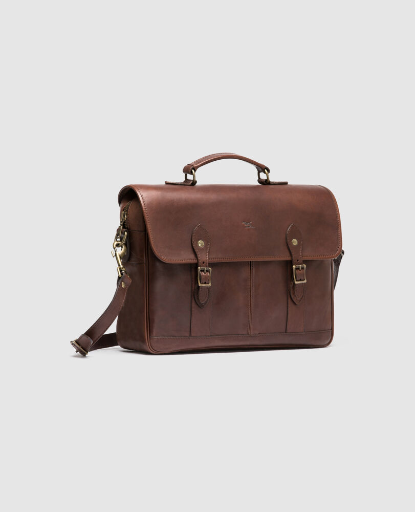 R&G Briefcase, CHOCOLATE, Off Front