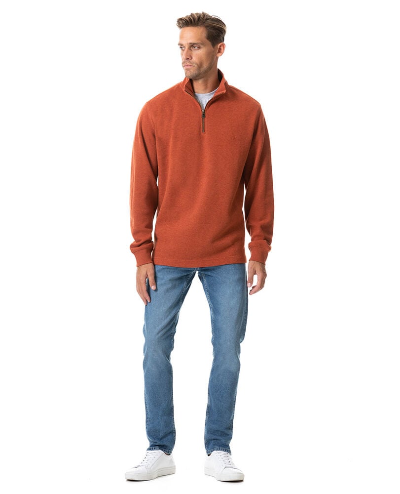 Alton Ave 1/4 Zip Sweatshirt, TERRACOTTA, Off Front