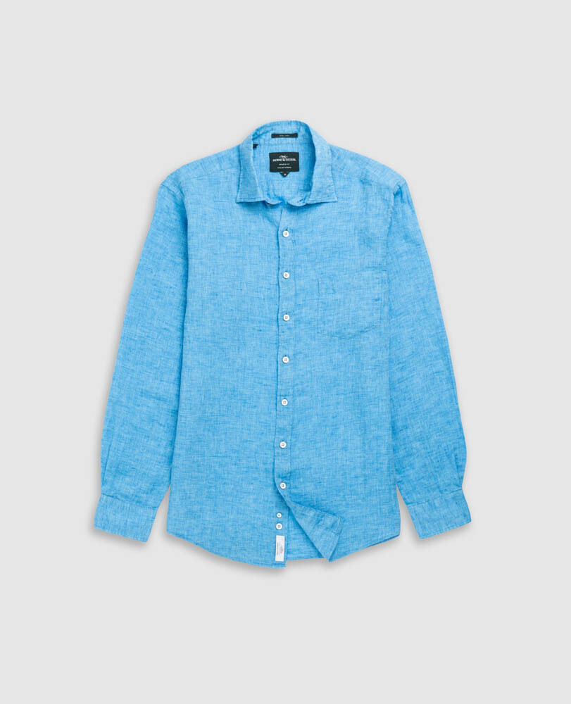 Chemise slim en lin Coromandel, COBALT, Flat Lay