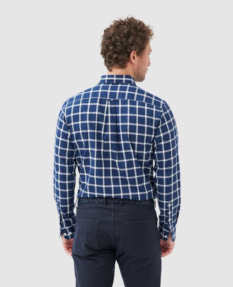 Hemd Gunn Check Oxford 4 mit sportlicher Passform, NAVY, Back