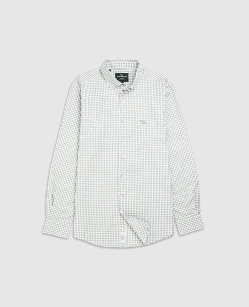 Gunn Check Oxford Sports Fit Shirt, DUSTY SAGE, Flat Lay