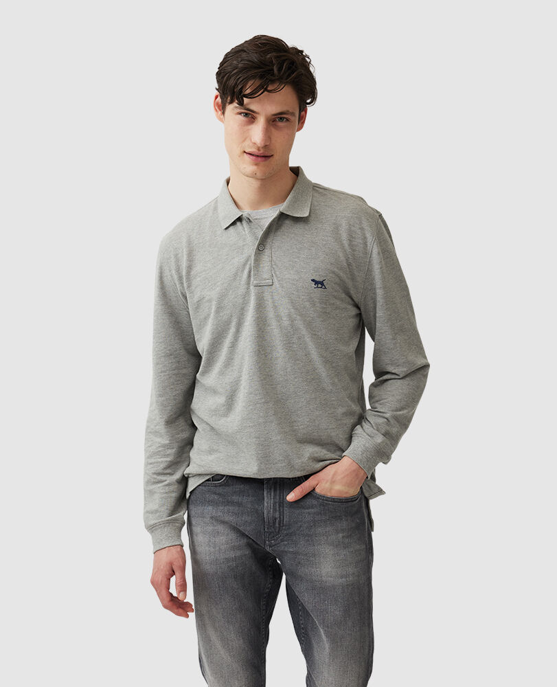 Long Sleeve Original Fit Gunn Polo, GREY MARLE, Front