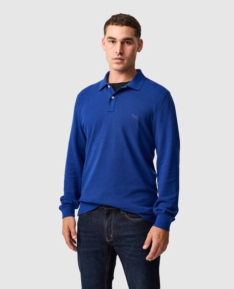 Long Sleeve Sports Fit Gunn Polo, DARK COBALT