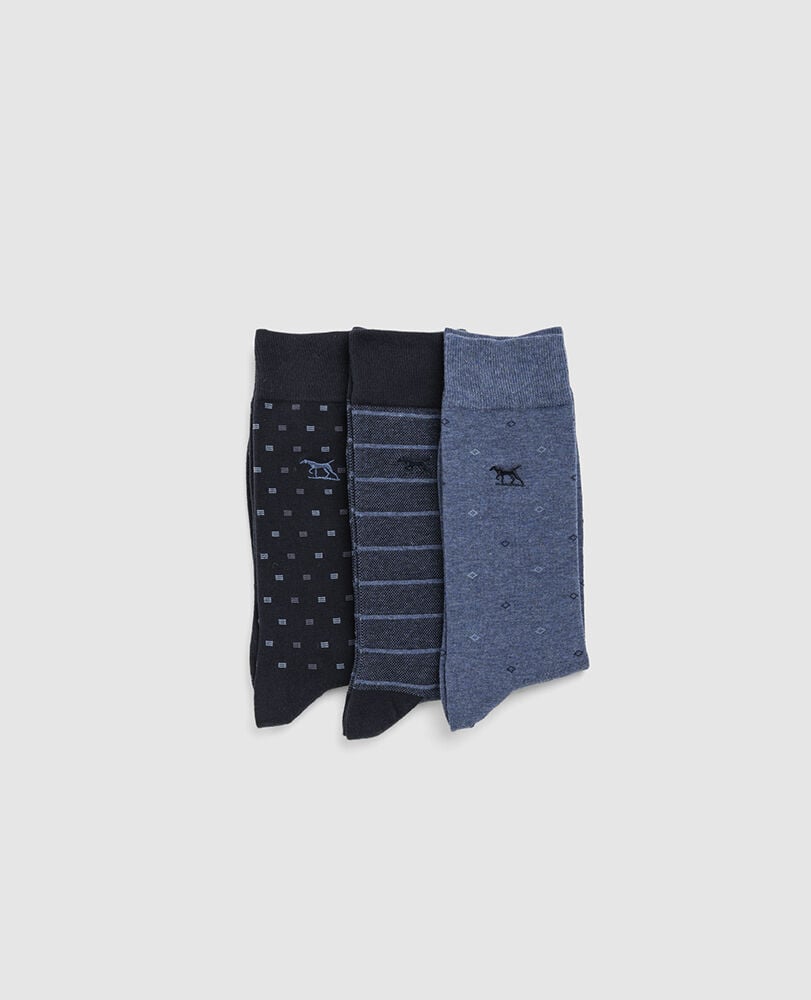 Seacliff Multi Sock 3 Pack, BLUE MULTI, Front