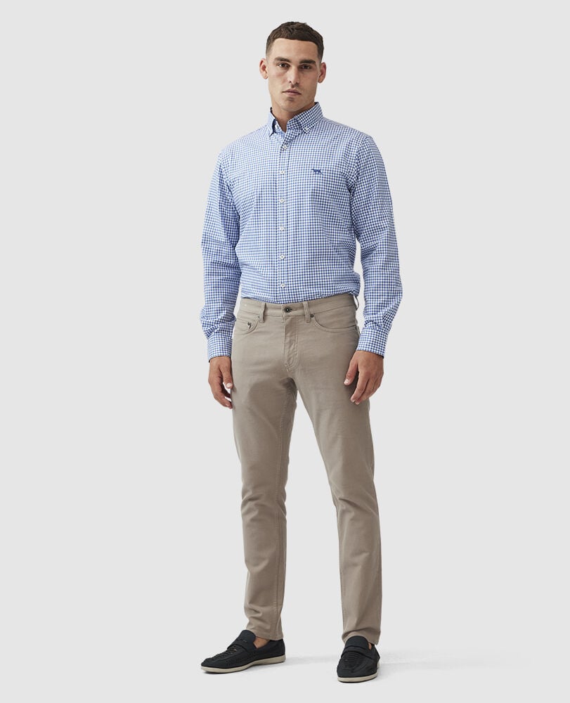 Gunn Check Oxford Sports Fit Shirt, SEA BLUE, Off Front