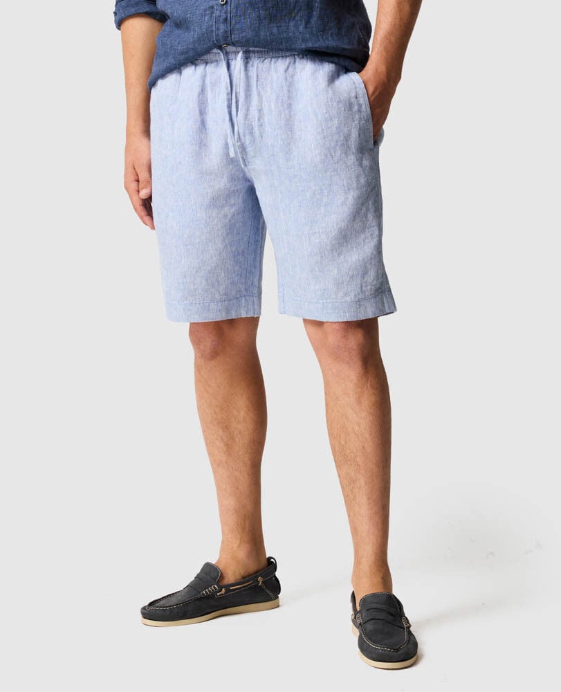 Linen 9" Resort Short, DENIM, Front