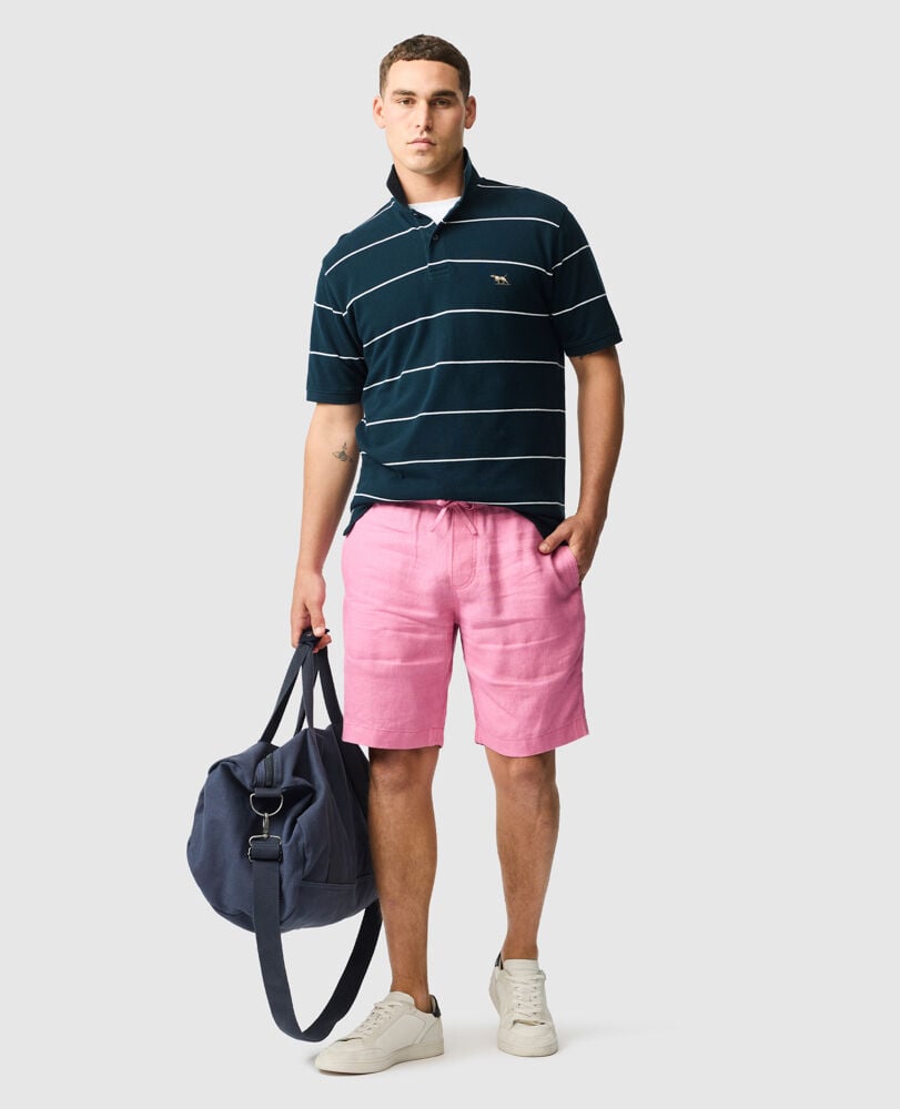 Linen 9" Resort Short, GERANIUM, Off Front