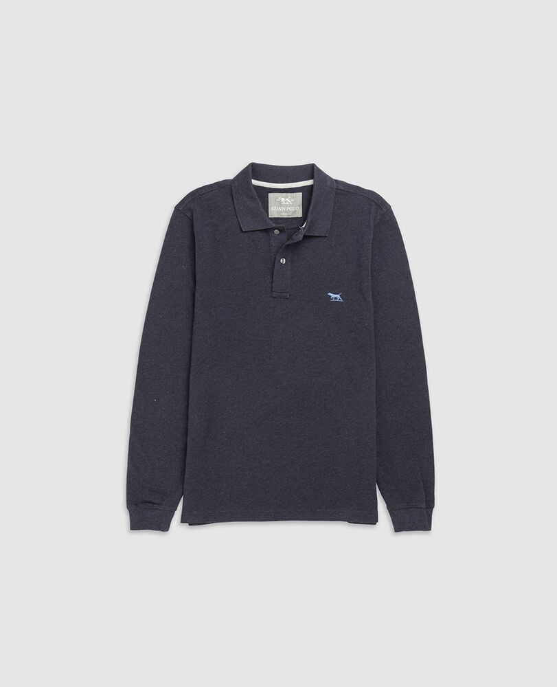 Long Sleeve Sports Fit Gunn Polo, NAVY, Flat Lay
