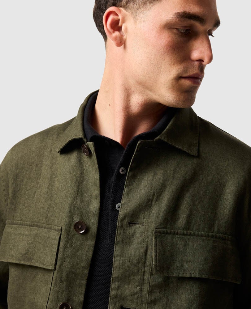 West Island Shacket, DARK OLIVE, Flat Lay