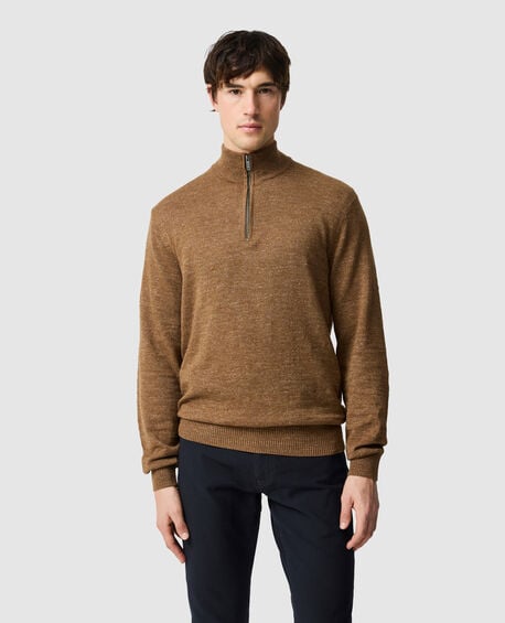 Fortrose 1/4 Zip Knit, NUTMEG
