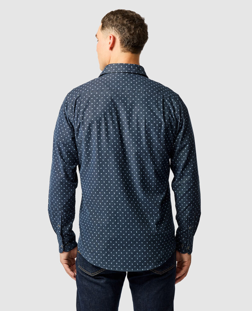 Chemise Harrington coupe sportive, MYRTILLE, Back