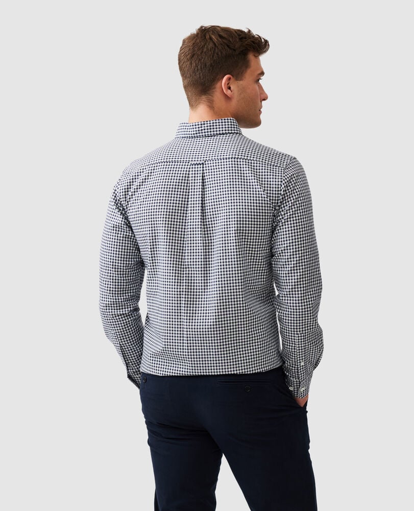 Oxford Bayshore Gingham Sports Fit Shirt, INK, Back