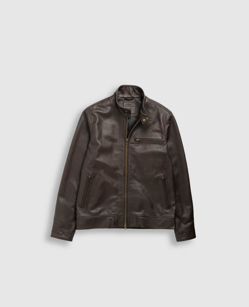Canvastown Leather Jacket, ESPRESSO, Flat Lay