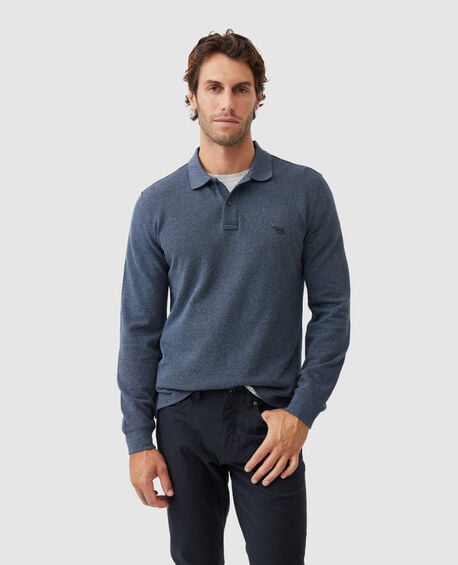 Long Sleeve Sports Fit Gunn Polo, MARINE
