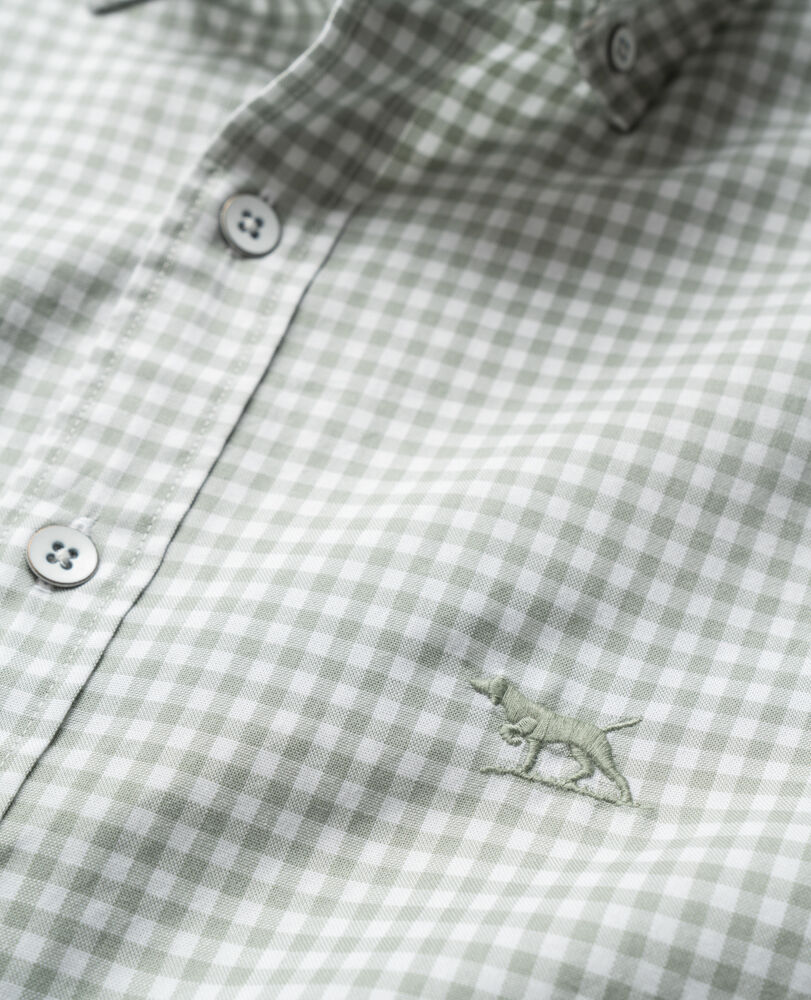 Chemise slim en coton oxford carreaux Gunn, DUSTY SAGE, Detail 2