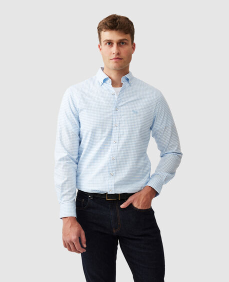 Oxford Bayshore Gingham Sports Fit Shirt, MALIBU